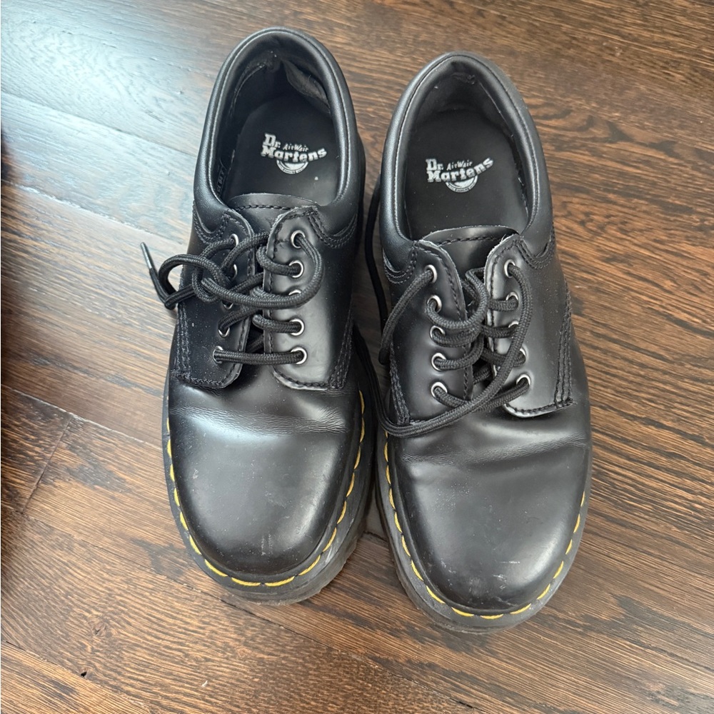 Dr. Martens 8053 Quad Black Leather Platform Loafers - Picture 2 of 3